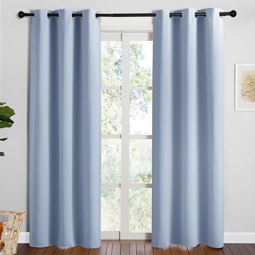 Blackout Curtains for Living Room (Vintage Blue / 42"W x 84"L (Pack of 2))