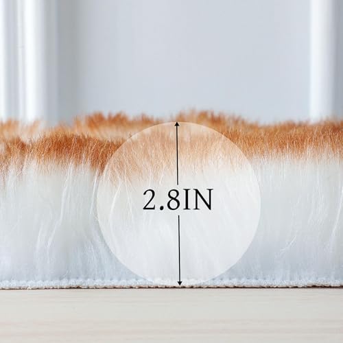 Faux Fur Sheepskin Rug (2' x 6' (Runner) / White and Yellow)
