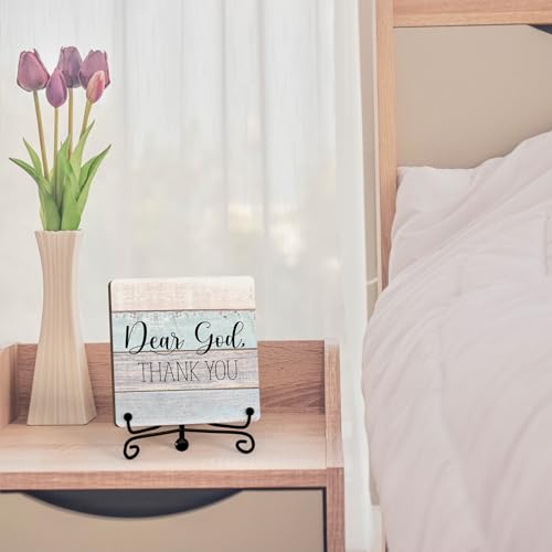 Home Decor Farmhouse Shelf Decor For Living Room (Dear God (Rutsic-08) / Wooden Sign with Iron Stand)