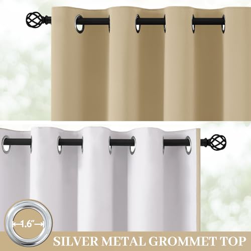 Beige 100% Blackout Curtains 96 Inches Long for Bedroom 50" Wide (50"W x 96"L (Pack of 2) / Beige With White Backing)