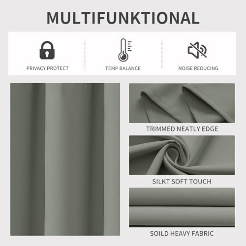 Blackout Curtains 72 Inch Length 2 Panels Set (Sage Green / 52"W x 72"L (Pack of 2))
