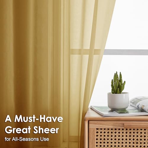 Gold Sheer Curtains 78 Inches Long 2 Panels (Gold / 42"W x 78"L (Pack of 2))
