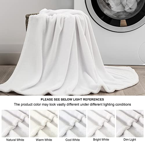 Fleece Blanket Soft Plush Throw for Couch White 50"x60" (White / Throw(50"x60"))