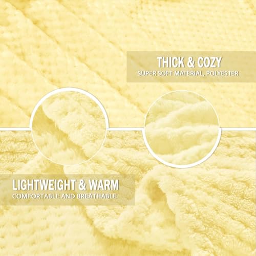 Large Waffle Fleece Throw Blanket for Couch (Light Yellow / 50x70 in)