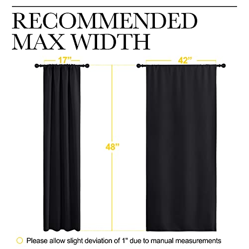 Black Blackout Curtains for Small Window 42" w x 48" L 2 Panels (Black / 42"W x 48"L (Pack of 2))