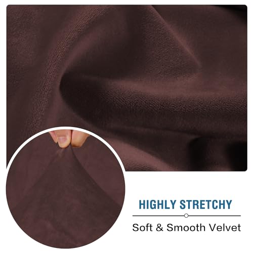 Velvet Stretch Individual Couch Cushion Cover Plush Slipcover for Loveseat Sofa Furniture Protector Seat Cover (Brown / 1 Cushion Loveseat)