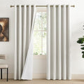 100% Absolutely Blackout Linen Curtains with Thermal Insulated White Liner (62"W x 84"L (Pack of 2) / Ivory)