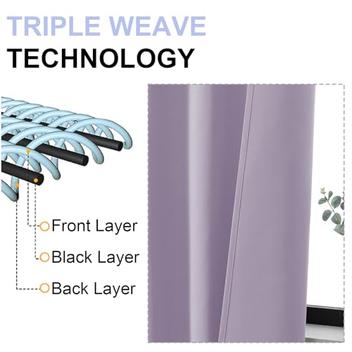 Ava Lilac Blackout Curtains for Bedroom 96 Inches Long 2 Panels (Lilac / 40"W x 96"L (Pack of 2))