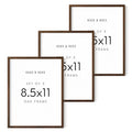 Standalone Walnut Oak Frame Set of 3 (Set of 03 / Walnut Oak / 8.5x11 in)