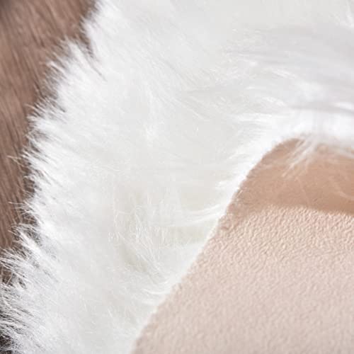 White Faux Sheepskin Fuzzy Fur Rugs for Bedroom Small Machine Washable Fluffy Area Rugs for Living Room 2x4 Shag Nursery Rug (2' x 4' (Sheepskin Fur) / White)
