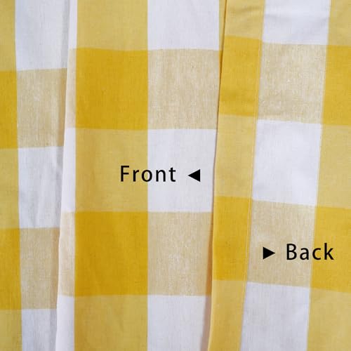 Yellow and White Short Curtains For Windows Treatment Buffalo Check Plaid Valances Gingham 2 Pack Tiers Rod Pocket Decor Small Curtains Over Sink For Kitchen (34"W x 10"L (Pack of 2) / Yellow and White)