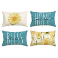 Home Sweet Home Spring Summer Flowers Yellow Throw Pillow Covers (Blue / 20" x 12" (Pack of 4))
