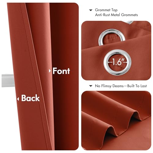 Fall Blackout Curtains for Bedroom 2 Panel 40"x84" Long Burnt Orange (Burnt Orange / 40"W x 84"L (Pack of 2))