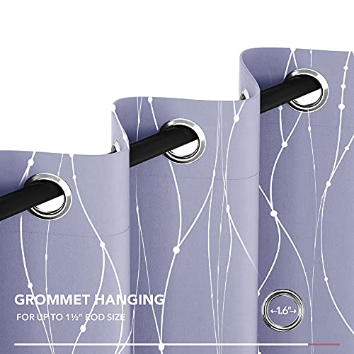 Living Room Curtains 36 Inches Long (Light Purple/Wave Dots / 38"W x 36"L (Pack of 2))