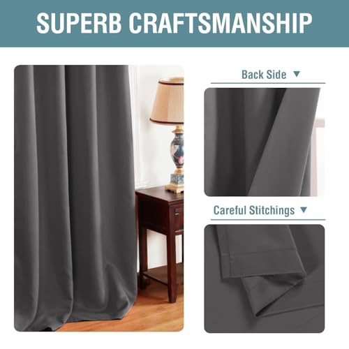 Blackout Grey Curtains for Patio Door Thermal Insulated Living Room Curtains (52"W x 90"L (Pack of 1) / Charcoal Gray)