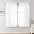 White Sheer Curtains 45 Inch Long 2 Panels (White / 42"W x 45"L (Pack of 2))