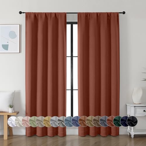 Ava Terracotta Blackout Curtains for Bedroom (Terracotta / 40"W x 72"L (Pack of 2))