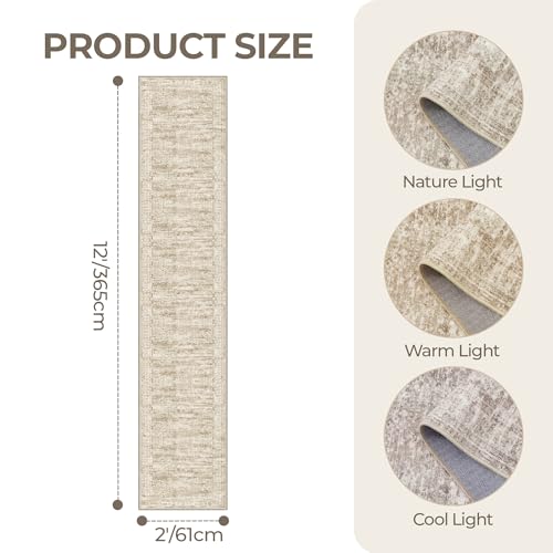 2x12 Runner Rug Non Slip (Brown/Ivory / 2' x 12' (Runner))