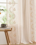 Floral Sheer Curtains (S | Beige / 50"W x 63"L (Pack of 2))