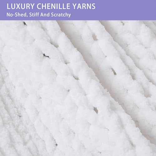 Chunky Knit Throw Blanket for Couch (White / 40"x40" (Small Size Throw）)