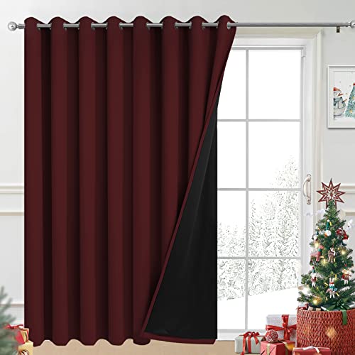 Burgundy Red Blackout Patio Door Curtain Panels W100 x L84 (100"W x 84"L (Pack of 1) / Burgundy Red)