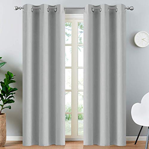 Blackout Curtains 38x84 inch Light Grey Thermal Drapes (Light Grey / 38"W x 84"L (Pack of 2))