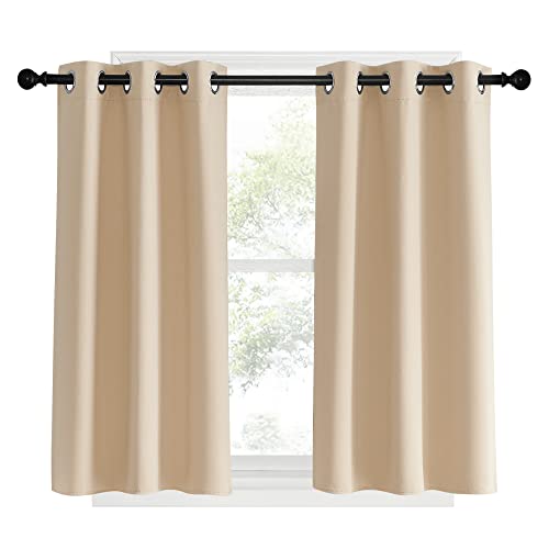 Bedroom Blackout Curtains and Drapes (Biscotti Beige / 34"W x 40"L (Pack of 2))