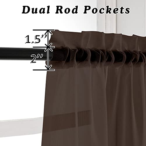 Brown Sheer Curtains 36 inches Long (Chocolate / 42"W x 36"L (Pack of 2))