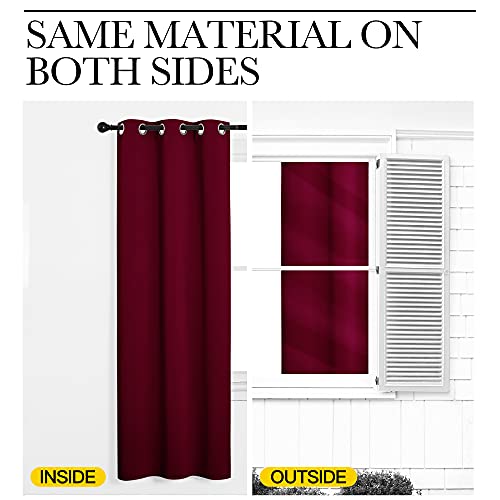 Modern Blackout Curtains Noise Reducing (Wine Red / 42"W x 54"L (Pack of 2))