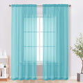 Sheer Curtains 84 Inches Long 2 Panels Set (Aqua / 42"W x 84"L (Pack of 2))