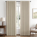 100% Blackout Linen Curtains 42 x 84 Inch Cobblestone 2 Panels (Cobblestone / 42"W x 84"L (Pack of 2))