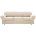 4 Piece Stretch Sofa Covers for 3 Cushion Couch Covers Furniture Slipcovers for Living Room (X-Large / Natural)