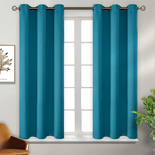 Short Curtains for Small Window 45 Inch Long (Peacock Blue / 38"W x 45"L (Pack of 2))