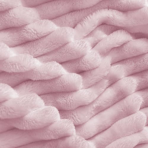 Ribbed Cherry Blossom Fleece Throw Blanket for Couch (Cherry Blossom / Throw(50"x60"))