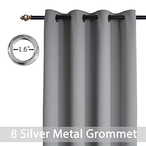 Grey Room Darkening Curtains 52x54 inch Gray Grommet (Grey / 52"W x 54"L (Pack of 2))