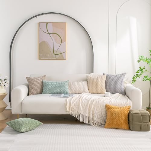 Set of 4 Neutral Decorative Throw Pillow Covers 22x22 Inch Corduroy Pillow Covers for Bed Couch Sofa Living Room Soft Square Cushion Cases (Neutral / 22" x 22" (Pack of 4))