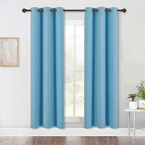 Window Treatment Blackout Curtain Panels (Teal Blue / 42"W x 72"L (Pack of 2))