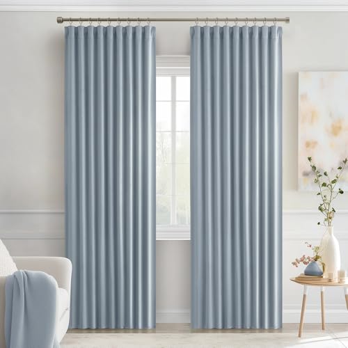 Light Blue Back Tab Blackout Curtains 52x72 Inches Long 2 Panels Set (Light Blue / 52"W x 72"L (Pack of 2))