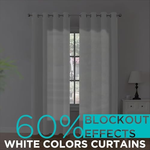 Curtains 84 Inches Long 2 Panels Set (Pure White / 52"W x 84"L (Pack of 2))