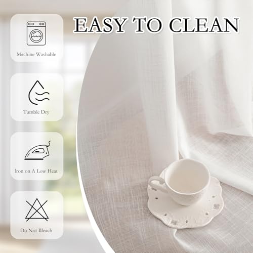 White Curtains for Bedroom Liivng Room 84 Inches Long 2 Panels Set (50"W x 84"L (Pack of 2) / Pure White)