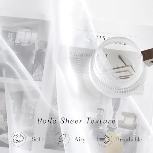 White Sheer 54 inch Length Curtains (White / 30"W x 54"L (Pack of 2))