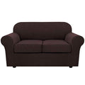 3 Piece Stretch Sofa Covers for 2 Cushion Loveseat Couch Covers for Living Room Sofa Slipcovers (Medium / Chocolate)