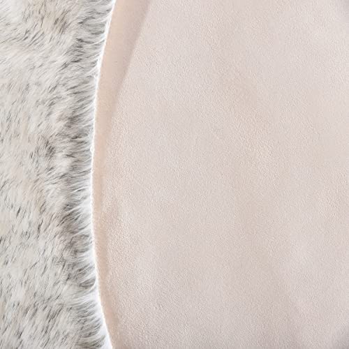 White and Grey Area Rugs 9x12 Living Room Large Washable Faux Fur Rugs for Bedroom Nursery Shaggy Sheepskin Fur Rectangle Rug (9' x 12' (Rectangular) / White With Grey Tips)