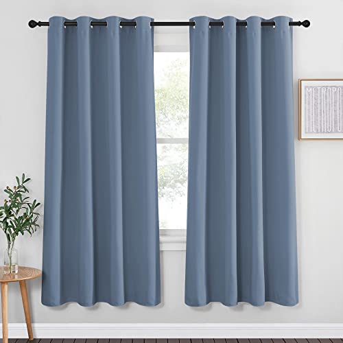 Stone Blue Blackout Curtain for Bedroom (Stone Blue / 52"W x 72"L (Pack of 1))