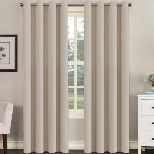 Blackout Curtain for Living Room Thermal Insulated Window Treatment Curtain Extra Long 96 inch Length Energy Saving Solid Grommet Top Blackout Drape (52"W x 96"L (Pack of 1) / Fog)
