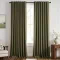 100% Blackout Linen Curtains 42 x 96 Inch Light Olive Green 2 Panels (Light Olive Green / 42"W x 96"L (Pack of 2))