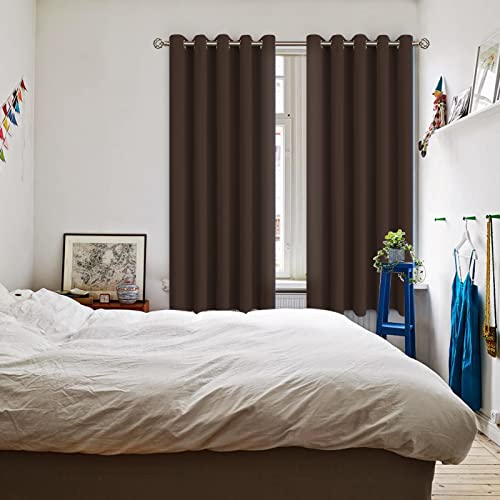 Brown Blackout Curtains for Bedroom 63 Inch Long (Brown / 70"W x 63"L (Pack of 2))