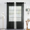 Sheer Voile Window Treatment Rod Pocket Curtain Panels for Kitchen Bedroom Living Room Drapes Sunlight Filtering Privacy Semi Home Decor Assorted (Black / 52"W x 72"L (Pack of 2))