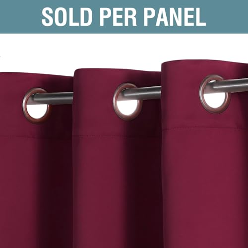 Light Blocking Blackout Curtains Window Treatment Thermal Insulated Grommet Energy Saving Curtains (52"W x 90"L (Pack of 1) / Burgundy Red)