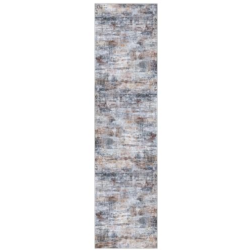 Abstract Runner Rug 3x12 Ft Washable Runners for Hallways (Orange/Brown/Grey / 3' x 12' (Rectangular))